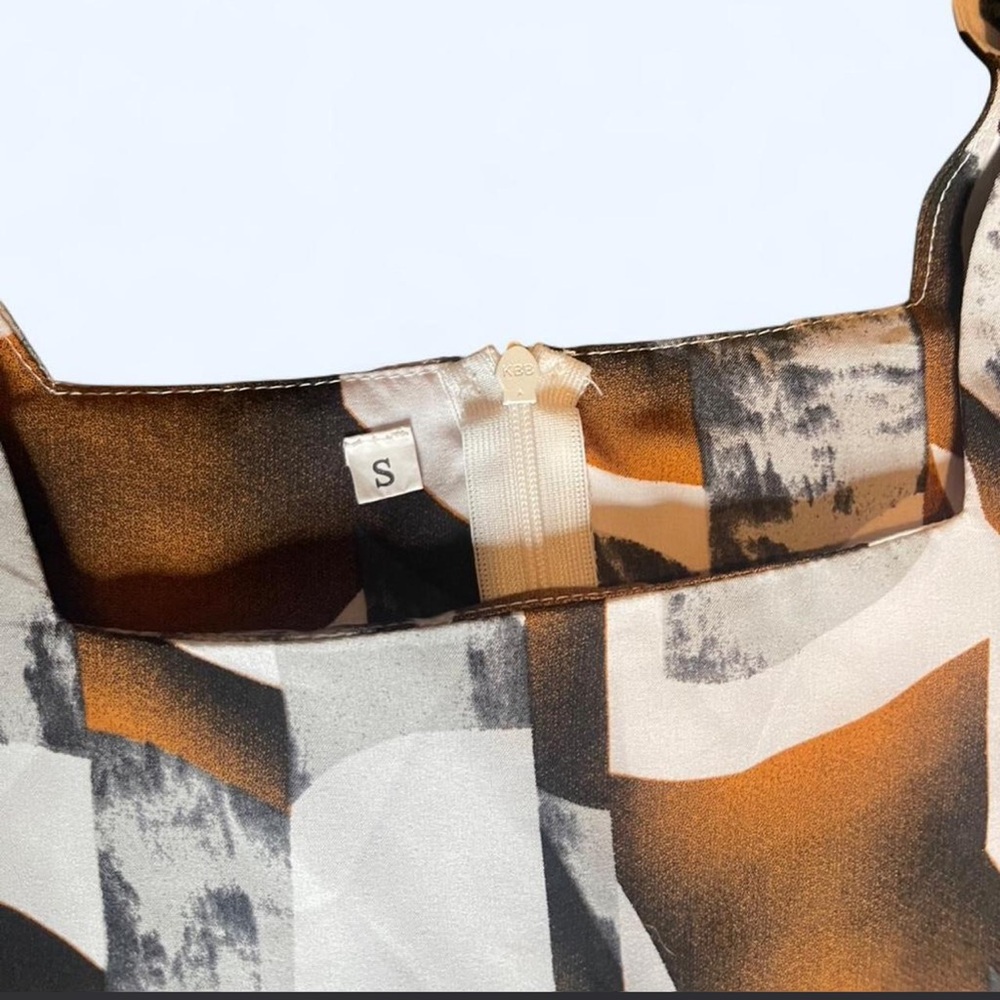 Abstract Print Wide-Leg Jumpsuit in Brown + Cream - Picture 4 of 4
